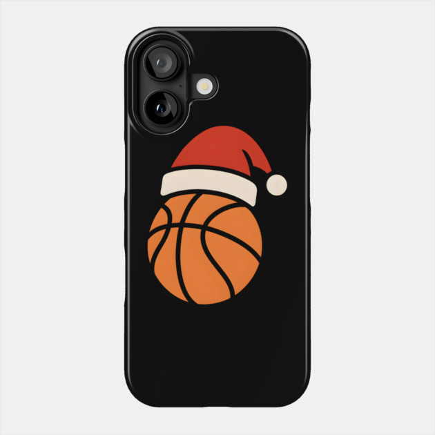 Christmas Basketball with Santa Hat Holiday Design Phone Case by MakerMind8.2