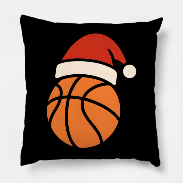 Christmas Basketball with Santa Hat Holiday Design Pillow by MakerMind8.2
