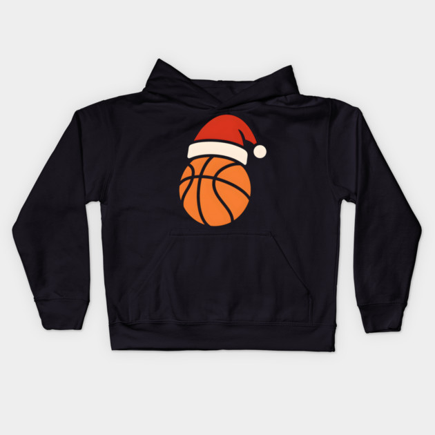 Christmas Basketball with Santa Hat Holiday Design Kids Hoodie by MakerMind8.2