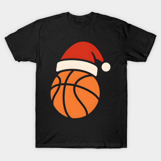 Christmas Basketball with Santa Hat Holiday Design T-Shirt by MakerMind8.2