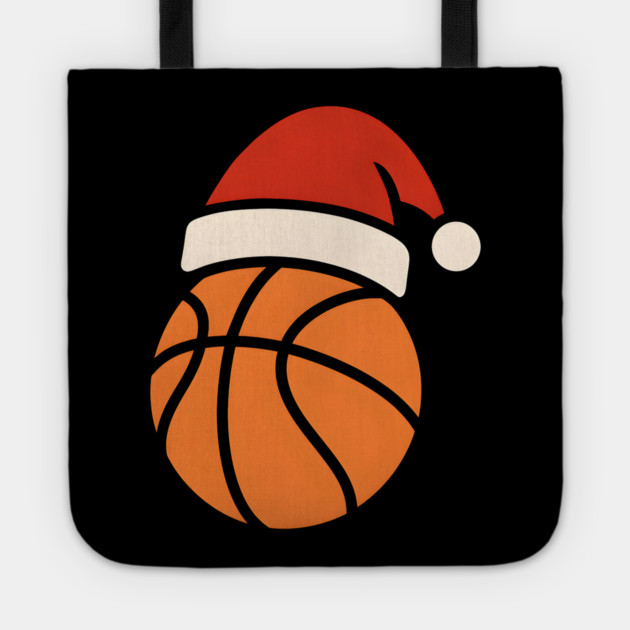 Christmas Basketball with Santa Hat Holiday Design Tote by MakerMind8.2