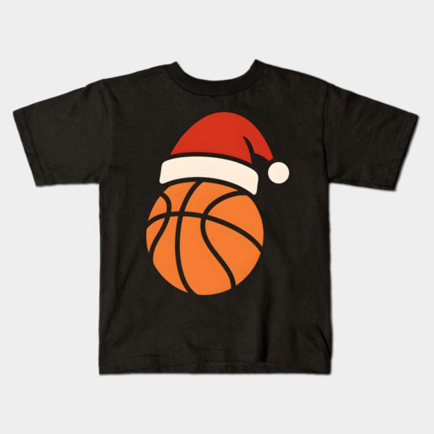 Christmas Basketball with Santa Hat Holiday Design Kids T-Shirt by MakerMind8.2