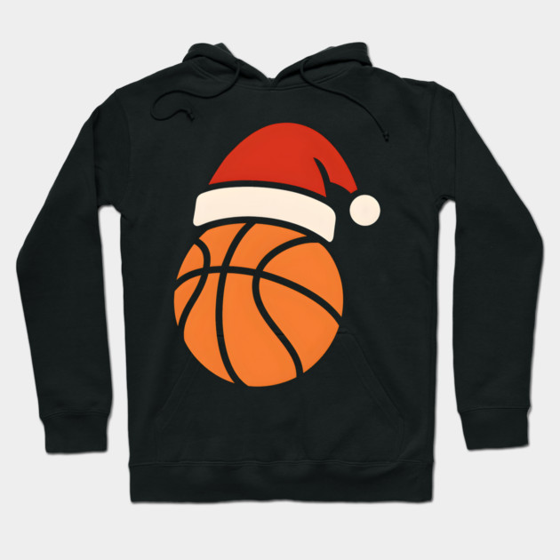 Christmas Basketball with Santa Hat Holiday Design Hoodie by MakerMind8.2