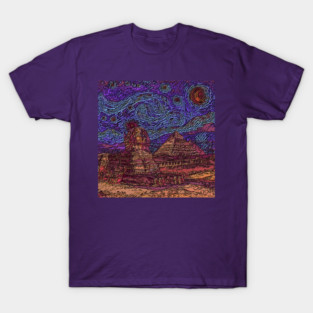 sphinx draw starry night colorful abstract design T-Shirt