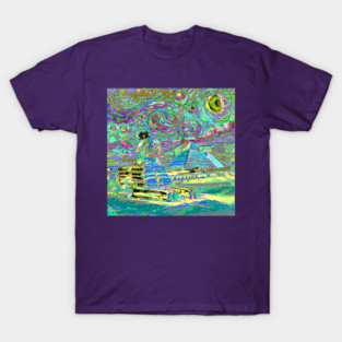 sphinx tinfoil starry night colorful abstract design T-Shirt