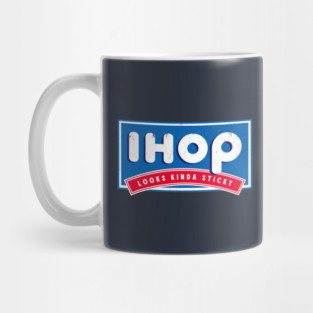 Funny Pancake House Logo Parody | 'Looks Kinda Sticky' Spoof Tee Mug