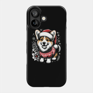 Corgi Dog Christmas Santa Hat Ugly Sweater Floral Phone Case
