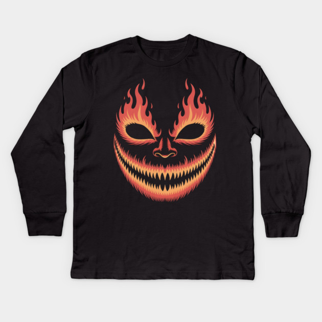Fiery Grin Kids Long Sleeve T-Shirt by norhando