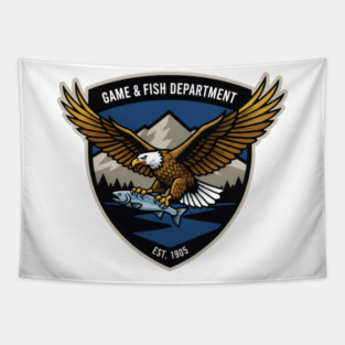 Eagle and Fish Wildlife Protection Emblem, Est. 1905 Tapestry
