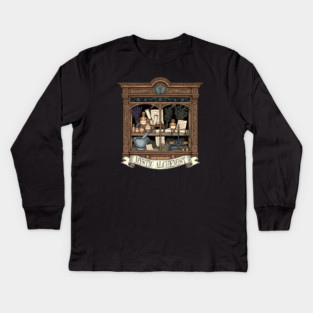 Mystic Alchemist Cabinet – Vintage Apothecary & Elixirs Kids Long Sleeve T-Shirt