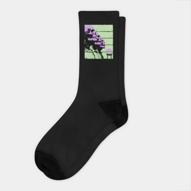 Repeating Skeleton Profile Japanese Ukiyo-e Graphic Socks by TuncGK