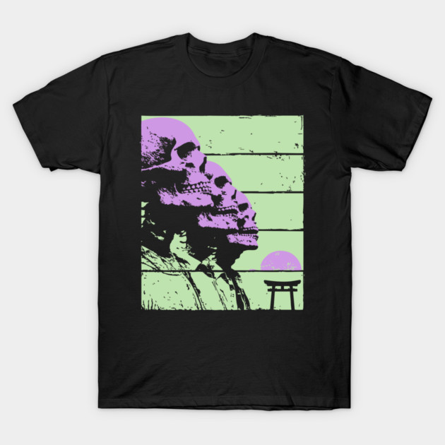 Repeating Skeleton Profile Japanese Ukiyo-e Graphic T-Shirt by TuncGK