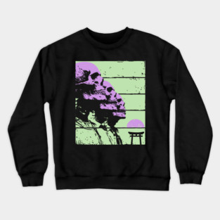 Repeating Skeleton Profile Japanese Ukiyo-e Graphic Crewneck Sweatshirt