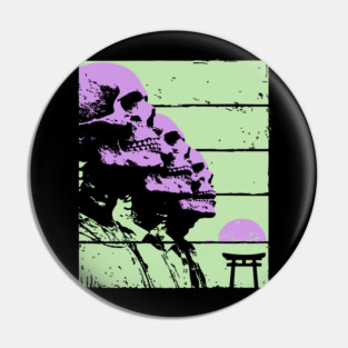 Repeating Skeleton Profile Japanese Ukiyo-e Graphic Pin