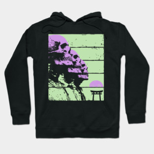 Repeating Skeleton Profile Japanese Ukiyo-e Graphic Hoodie