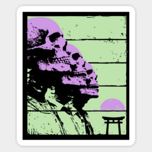 Repeating Skeleton Profile Japanese Ukiyo-e Graphic Magnet