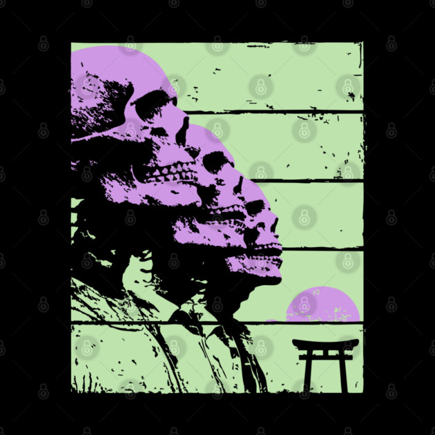 Repeating Skeleton Profile Japanese Ukiyo-e Graphic by TuncGK