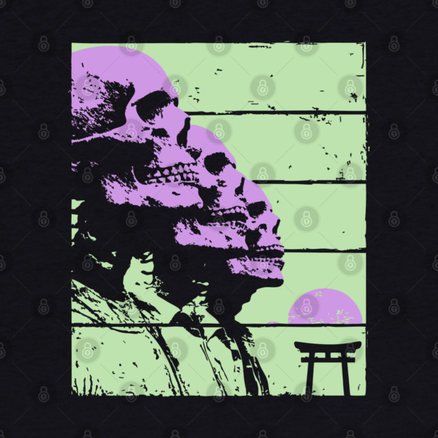 Repeating Skeleton Profile Japanese Ukiyo-e Graphic by TuncGK