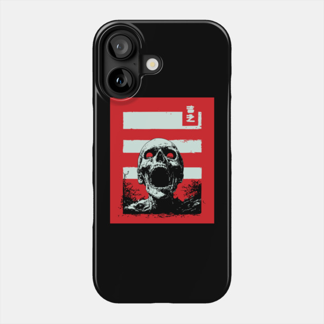 Screaming Skull Vintage Ukiyo-e Halloween Pop Art Phone Case by TuncGK