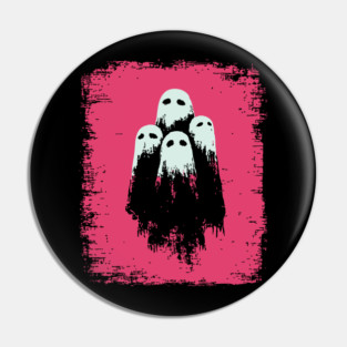 Cute Spooky Sheet Ghosts Retro Halloween Pop Art Pin