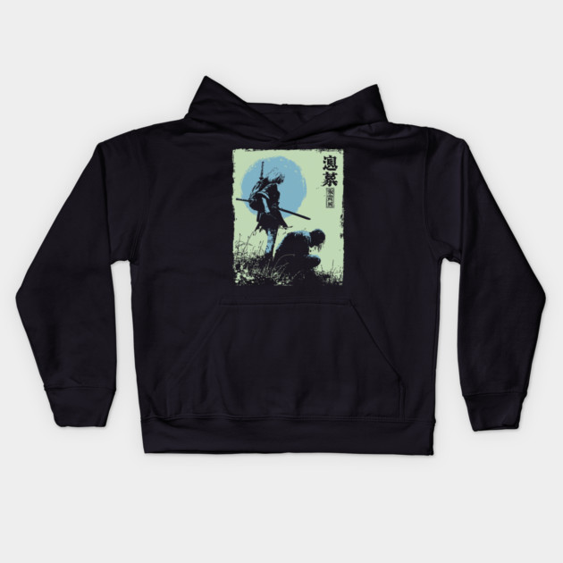 Girl Samurai Warrior Dark Fantasy Ukiyo-e Art Kids Hoodie by TuncGK