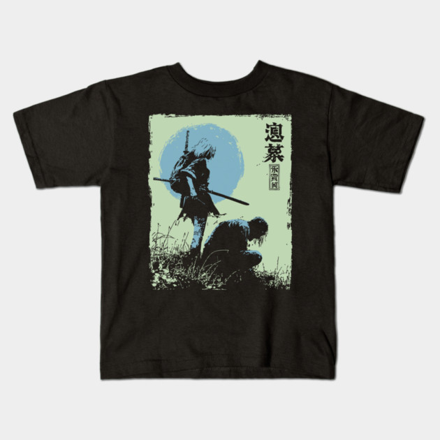 Girl Samurai Warrior Dark Fantasy Ukiyo-e Art Kids T-Shirt by TuncGK