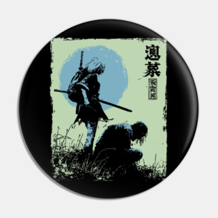 Girl Samurai Warrior Dark Fantasy Ukiyo-e Art Pin