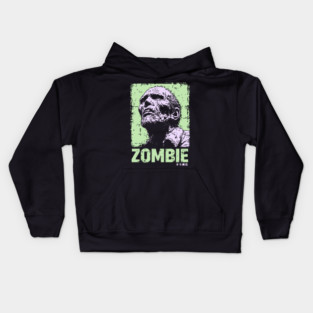 Classic Zombie Portrait in Green Pop Art Style Kids Hoodie