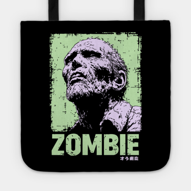 Classic Zombie Portrait in Green Pop Art Style Tote by TuncGK