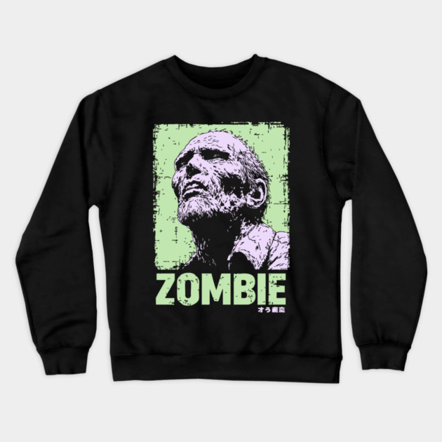 Classic Zombie Portrait in Green Pop Art Style Crewneck Sweatshirt by TuncGK