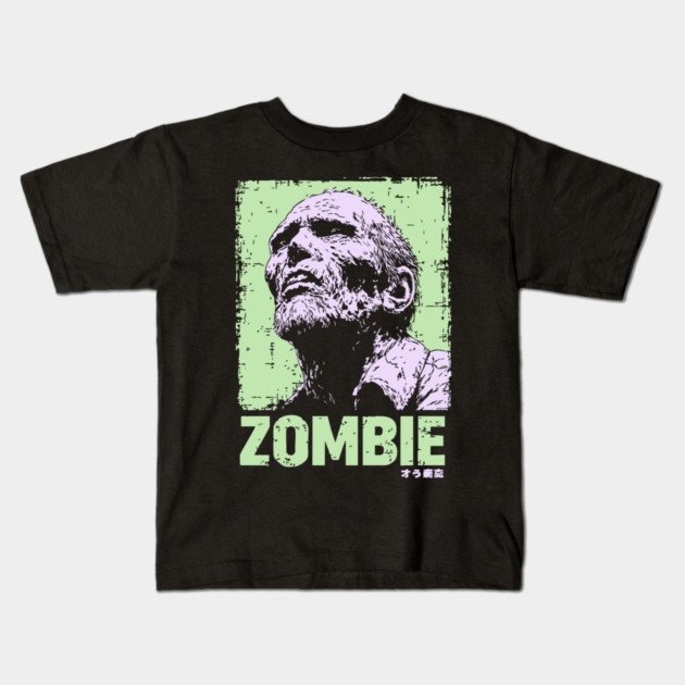 Classic Zombie Portrait in Green Pop Art Style Kids T-Shirt by TuncGK
