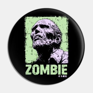 Classic Zombie Portrait in Green Pop Art Style Pin