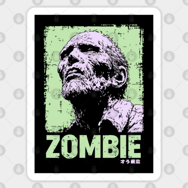 Classic Zombie Portrait in Green Pop Art Style Sticker by TuncGK