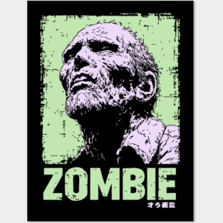 Classic Zombie Portrait in Green Pop Art Style Posters and Art