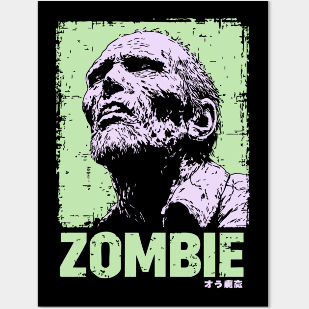 Classic Zombie Portrait in Green Pop Art Style Wall Art by TuncGK