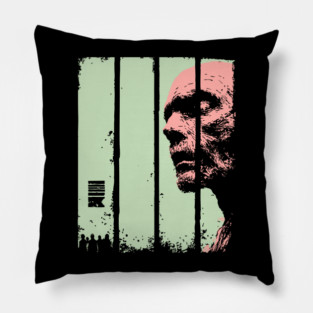 Split Face Zombie Vintage Japanese Horror Graphic Pillow