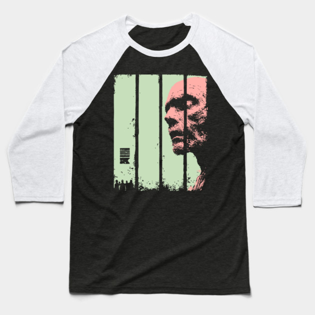 Split Face Zombie Vintage Japanese Horror Graphic Baseball T-Shirt by TuncGK