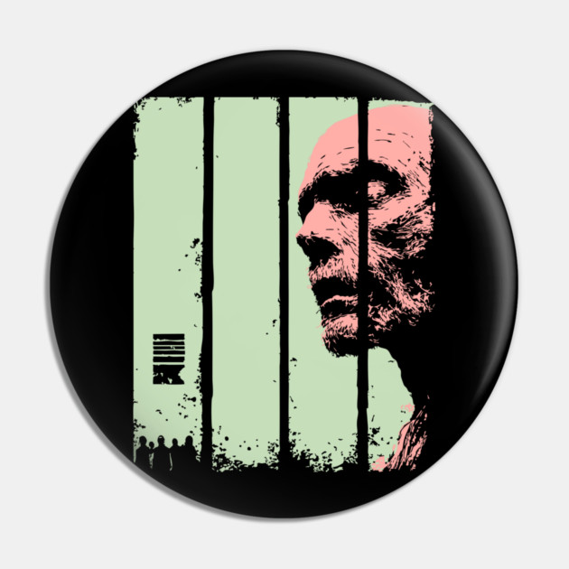 Split Face Zombie Vintage Japanese Horror Graphic Pin by TuncGK