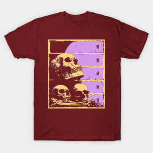 Aesthetic Skulls Pile Pastel Goth Ukiyo-e Art T-Shirt