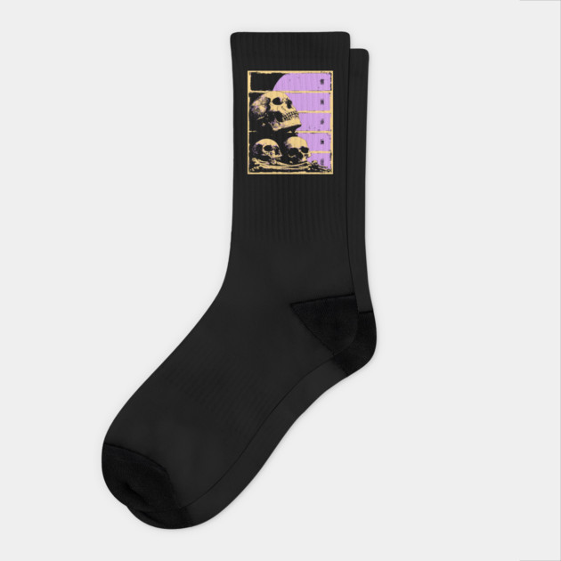 Aesthetic Skulls Pile Pastel Goth Ukiyo-e Art Socks by TuncGK