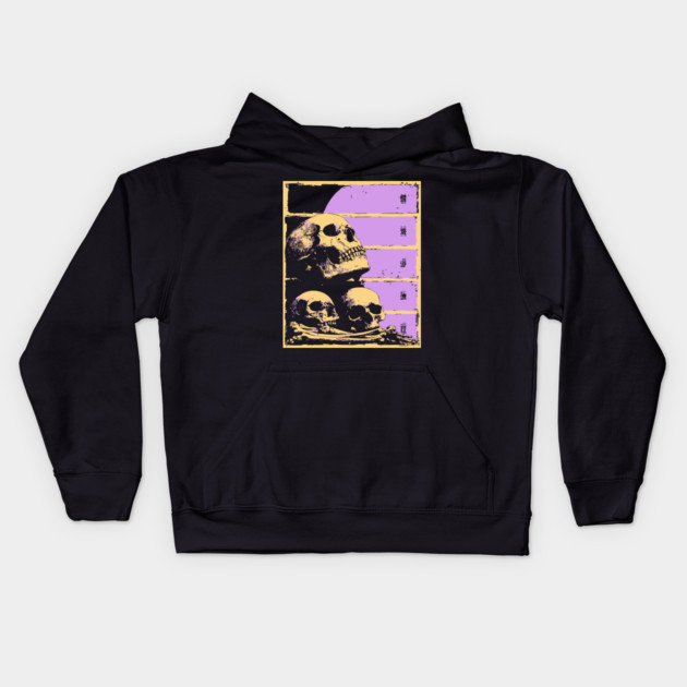 Aesthetic Skulls Pile Pastel Goth Ukiyo-e Art Kids Hoodie by TuncGK