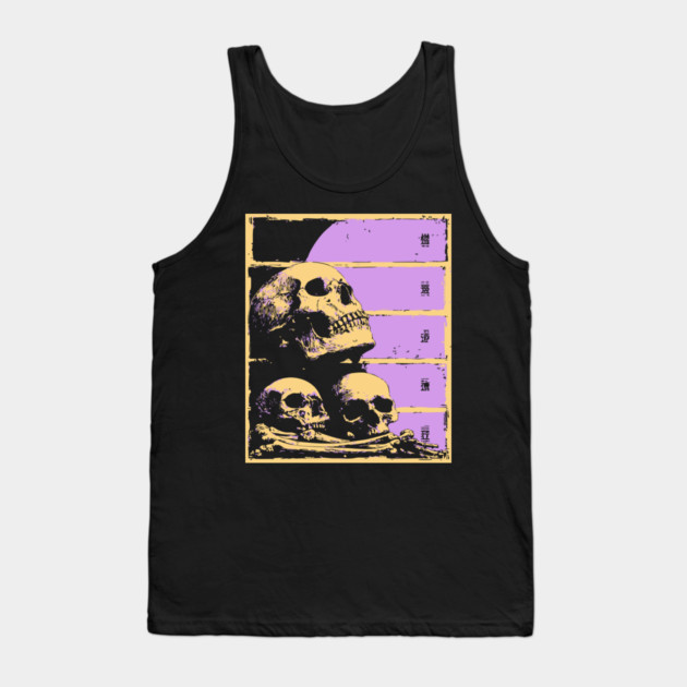 Aesthetic Skulls Pile Pastel Goth Ukiyo-e Art Tank Top by TuncGK