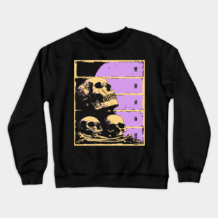 Aesthetic Skulls Pile Pastel Goth Ukiyo-e Art Crewneck Sweatshirt
