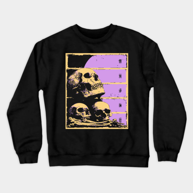 Aesthetic Skulls Pile Pastel Goth Ukiyo-e Art Crewneck Sweatshirt by TuncGK