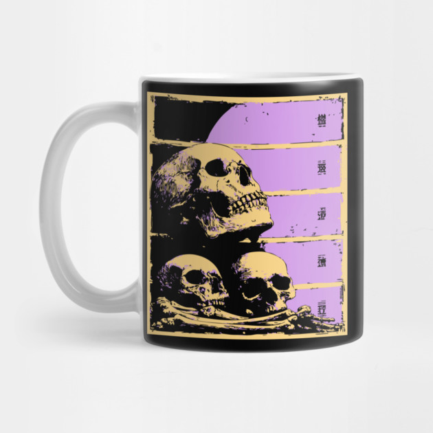 Aesthetic Skulls Pile Pastel Goth Ukiyo-e Art by TuncGK
