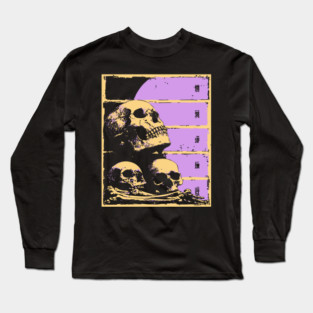 Aesthetic Skulls Pile Pastel Goth Ukiyo-e Art Long Sleeve T-Shirt