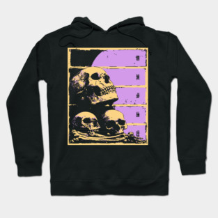 Aesthetic Skulls Pile Pastel Goth Ukiyo-e Art Hoodie
