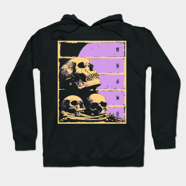 Aesthetic Skulls Pile Pastel Goth Ukiyo-e Art Hoodie by TuncGK