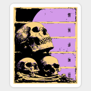 Aesthetic Skulls Pile Pastel Goth Ukiyo-e Art Sticker