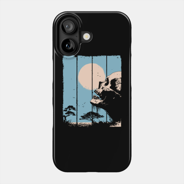 Zen Skull and Bonsai Japanese Vaporwave Design Phone Case by TuncGK